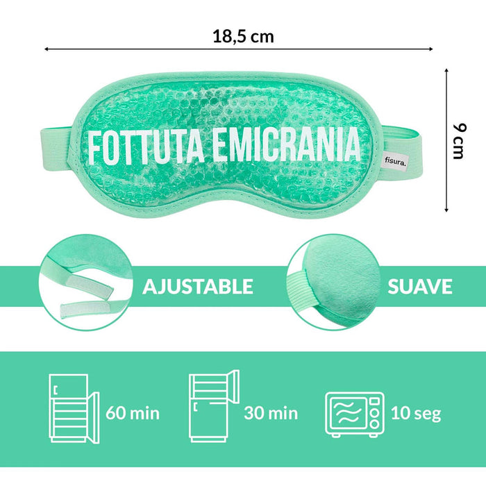Maschera gel verde menta scritta "Fottuta Emicrania".