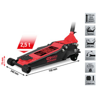 CRIC AUTO A CARRELLO SOLLEVATORE MARTINETTO IDRAULICO 2,5ton 75-510mm KS TOOLS