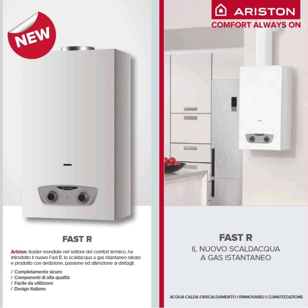 Scaldabagno a gas ariston fast r x 11 low nox 11 litri *** tipo di combustibile metano, confezione 1