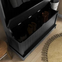 Attaccapanni con Panca di Archiviazione e 5 Ganci Stile Moderno 96x34x179,7 cm Nero