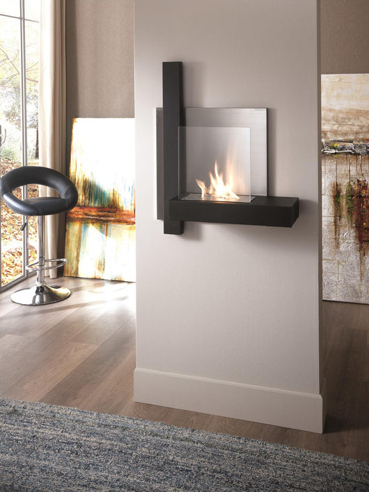 Chassis - Biocamino da parete in Metallo Nero