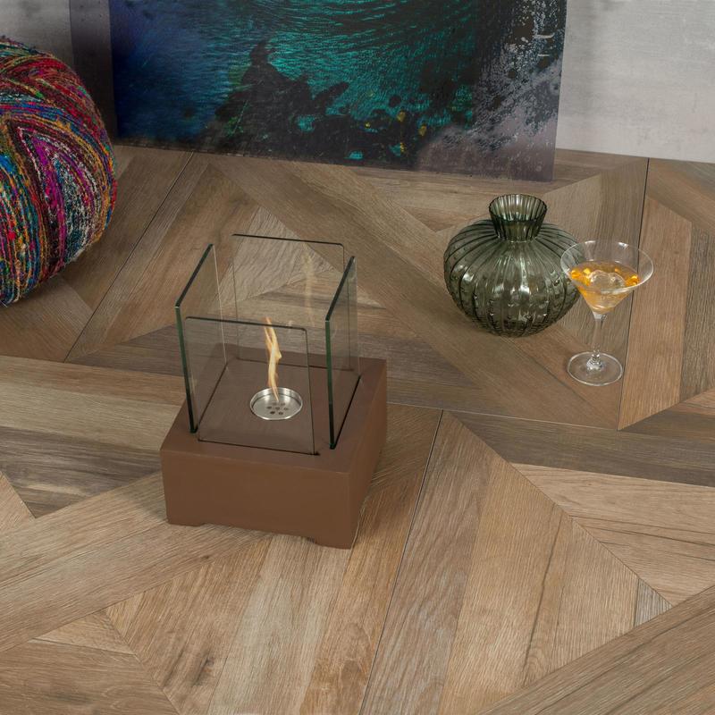 Alphaville - Candela da tavolo al bioetanolo in Magnesia Marrone