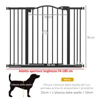 Cancelletto per Cani Estensibile con 4 Viti Regolabili, in Metallo e Plastica, 74-100x78 cm, Nero