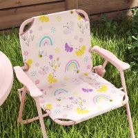 Set da Giardino per Bambini 2-5 Anni con Tavolino Rotondo, 2 Sedie Pieghevoli e un Ombrellone, Rosa