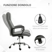 Sedia da Ufficio Presidenziale Ergonomica Basculante e Imbottita con Altezza e Inclinazione Regolabile, 62 x 76 x 110-119cm