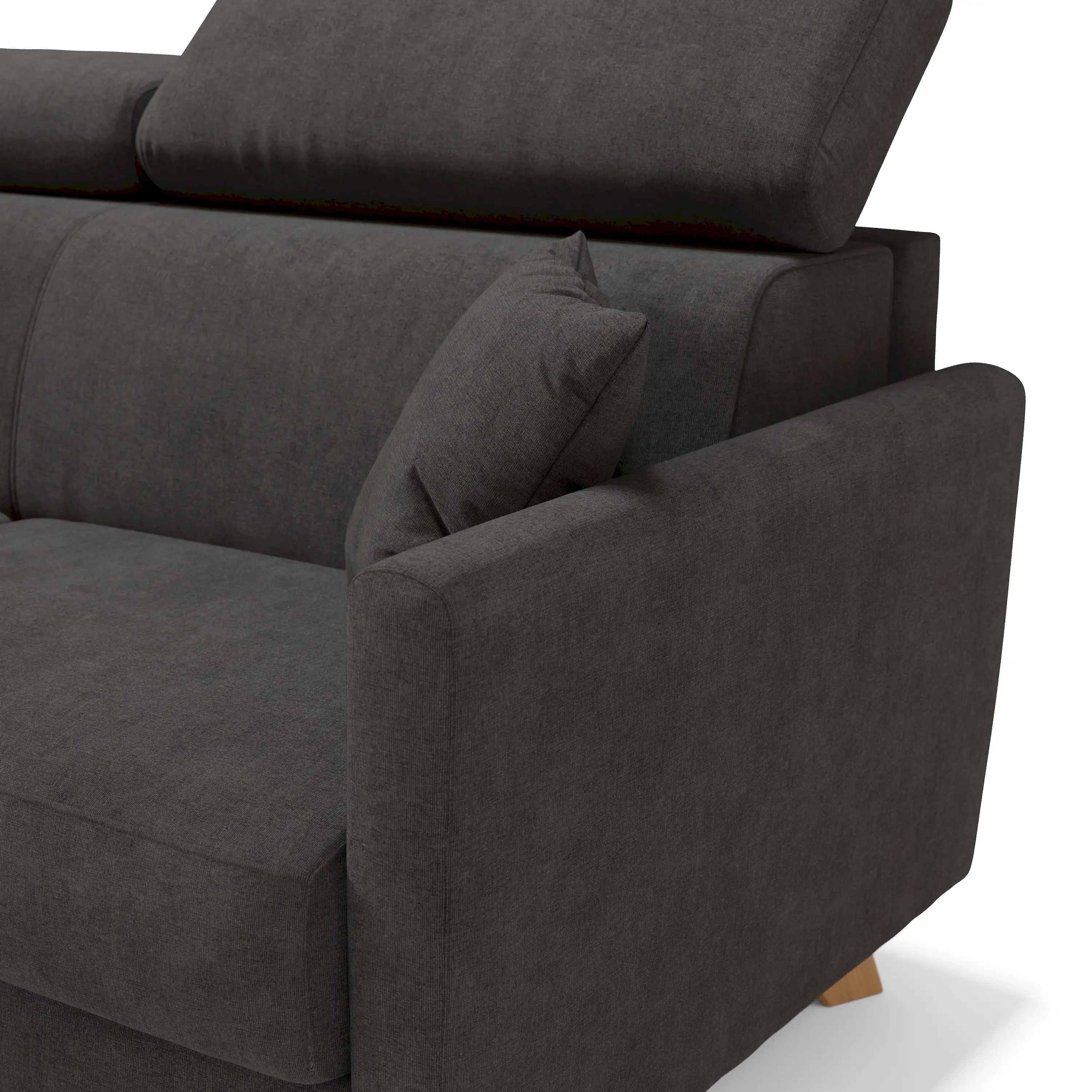 Francy Divano letto matrimoniale con poggiatesta regolabili in tessuto impermeabile e smacchiabile T17 160 cm (mat. 120x197) antracite