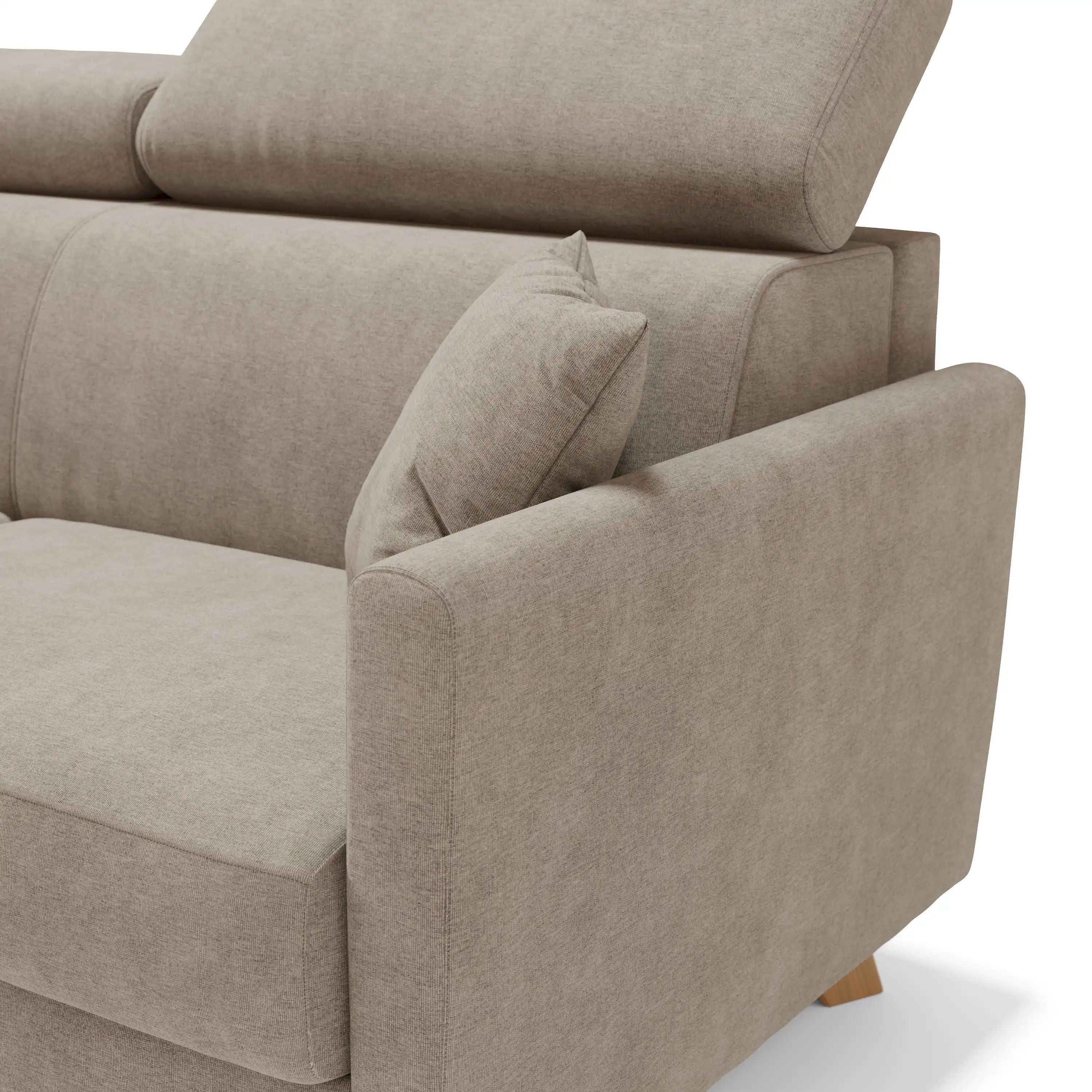 Francy Divano letto matrimoniale con poggiatesta regolabili in tessuto impermeabile e smacchiabile T17 200 cm (mat. 160x197) beige