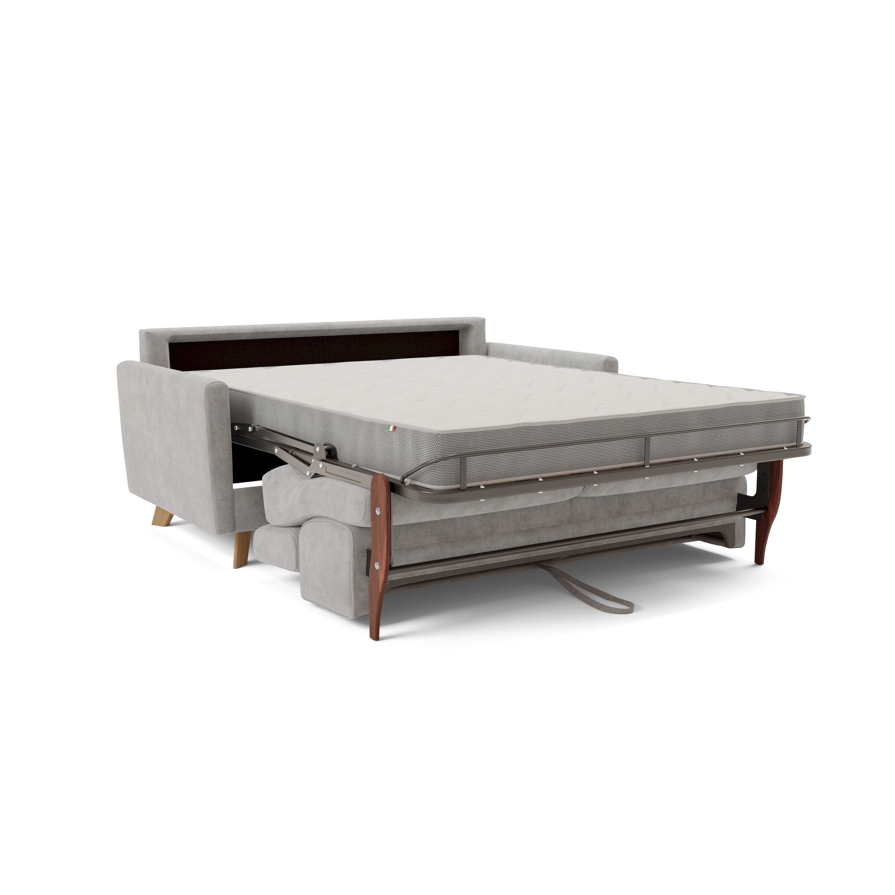 Francy Divano letto matrimoniale con poggiatesta regolabili in tessuto impermeabile e smacchiabile T17 200 cm (mat. 160x197) grigio