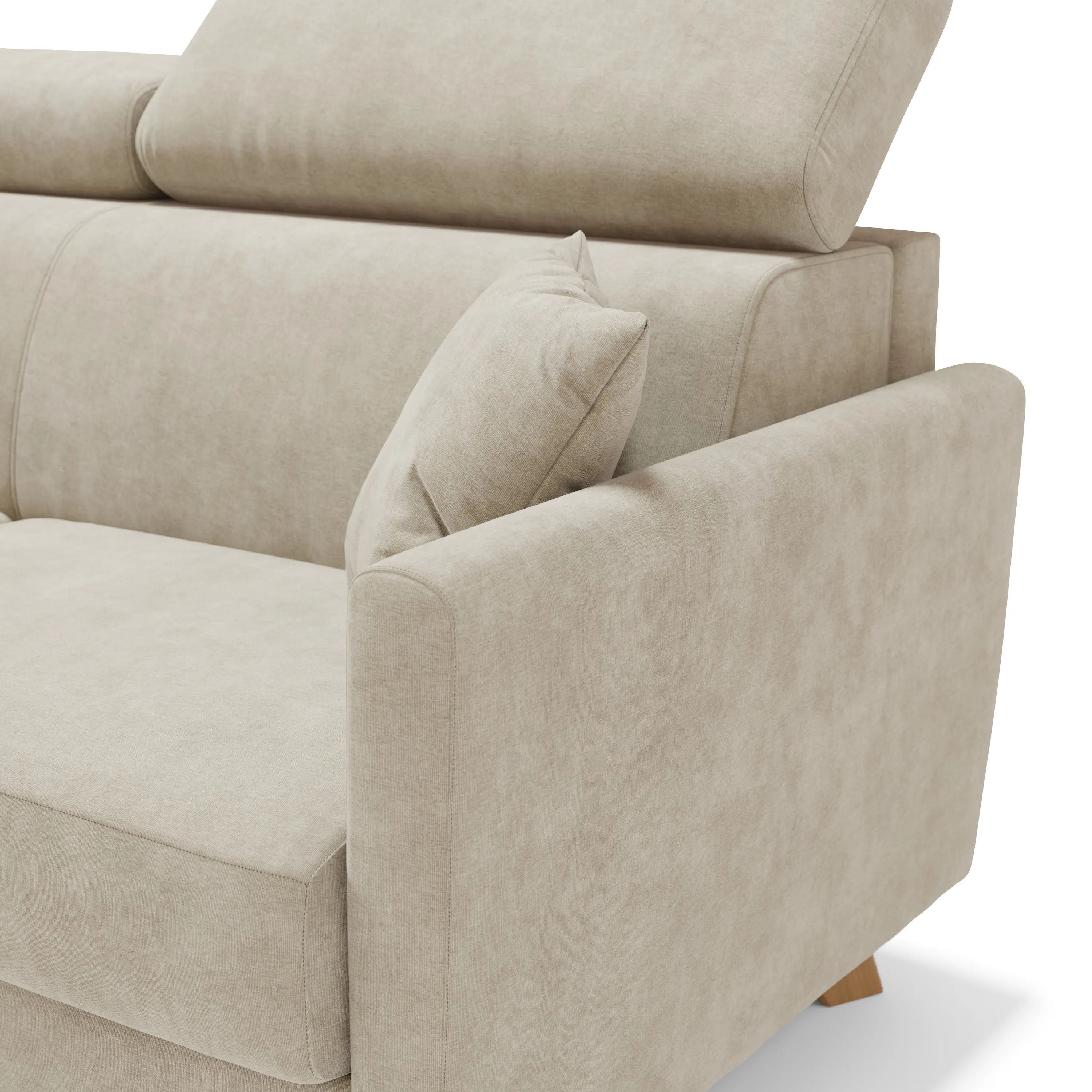 Francy Divano letto matrimoniale con poggiatesta regolabili in tessuto impermeabile e smacchiabile T17 200 cm (mat. 160x197) panna