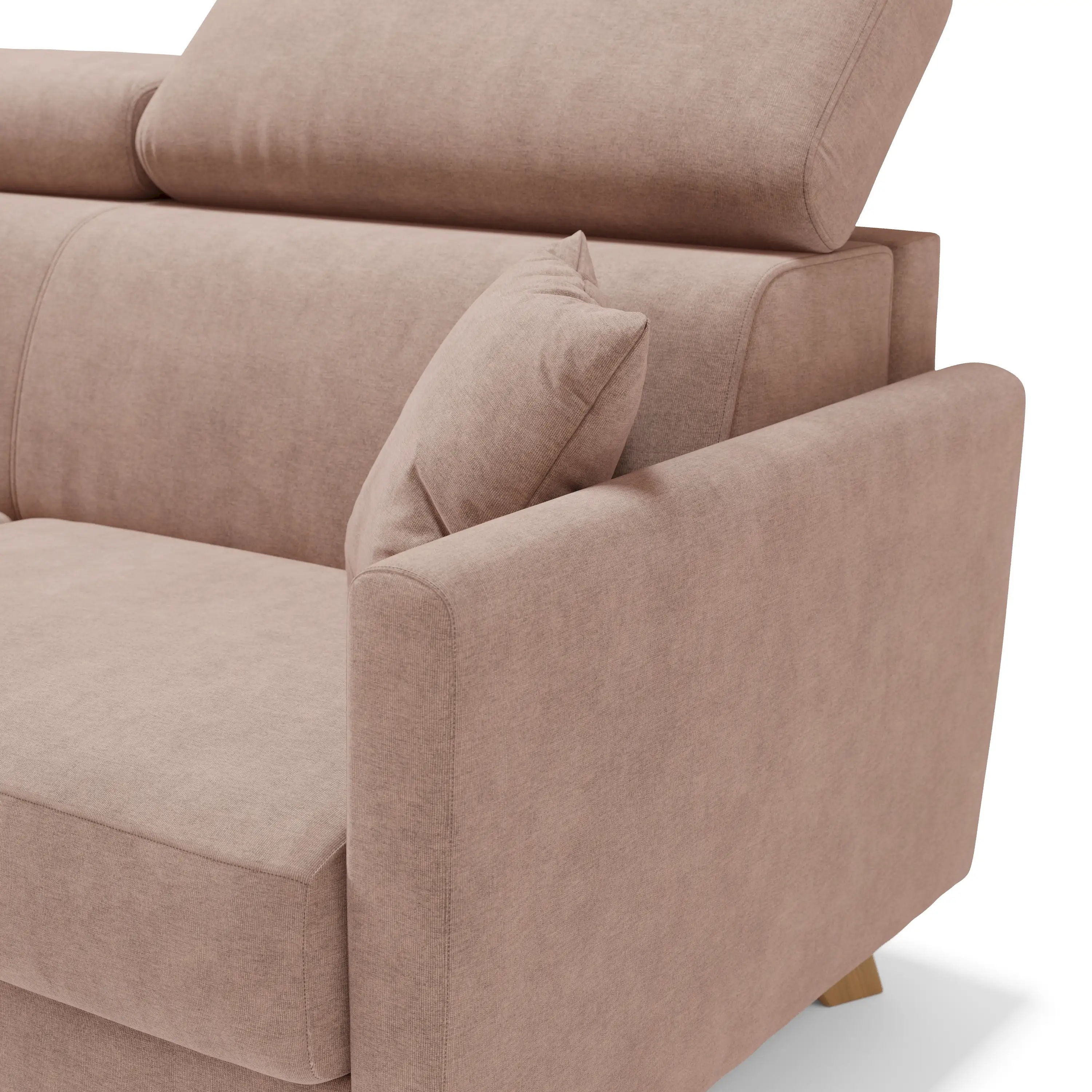 Francy Divano letto matrimoniale con poggiatesta regolabili in tessuto impermeabile e smacchiabile T17 160 cm (mat. 120x197) rosa