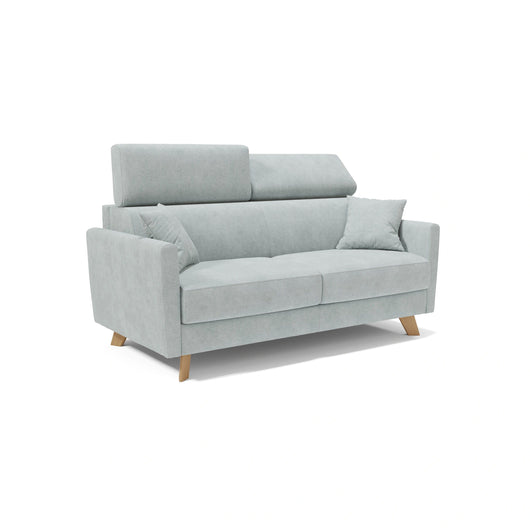 Francy Divano letto matrimoniale con poggiatesta regolabili in tessuto impermeabile e smacchiabile T17 160 cm (mat. 120x197) verde acqua