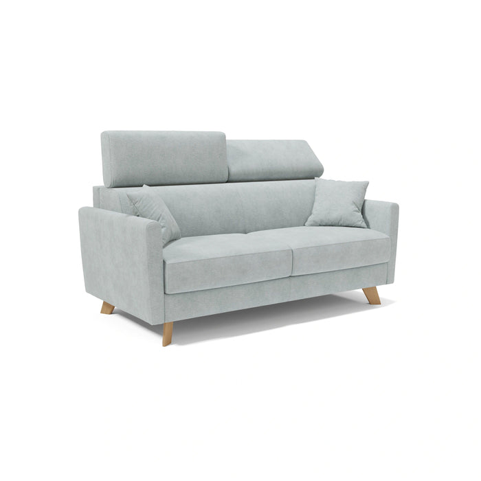 Francy Divano letto matrimoniale con poggiatesta regolabili in tessuto impermeabile e smacchiabile T17 200 cm (mat. 160x197) verde acqua