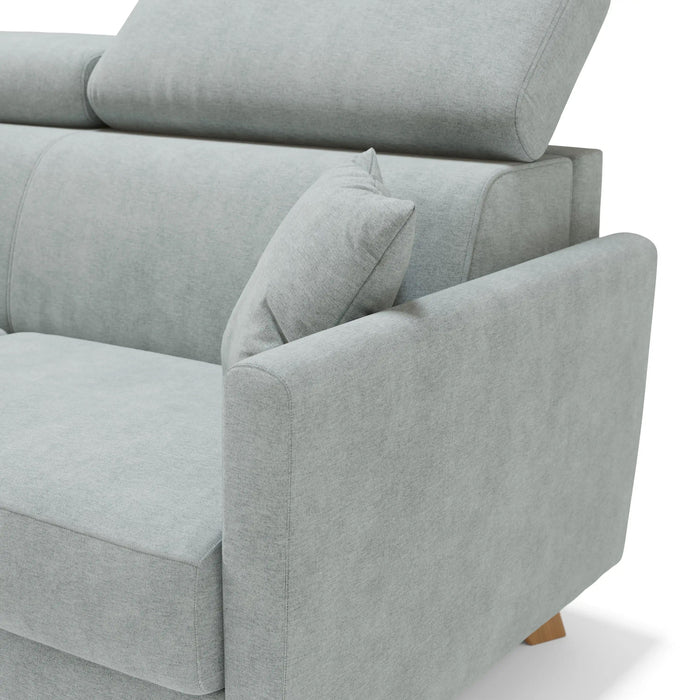 Francy Divano letto matrimoniale con poggiatesta regolabili in tessuto impermeabile e smacchiabile T17 200 cm (mat. 160x197) verde acqua