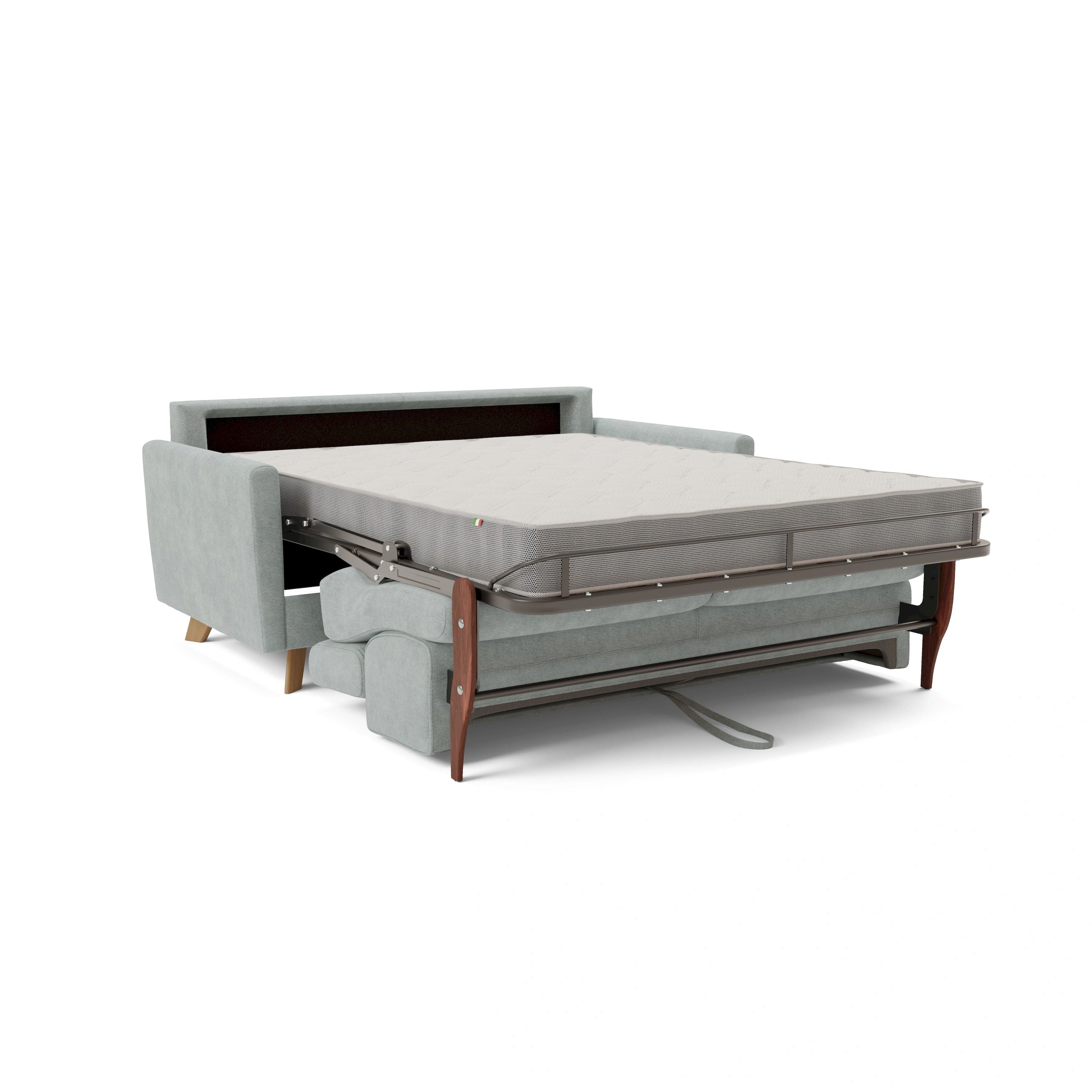 Francy Divano letto matrimoniale con poggiatesta regolabili in tessuto impermeabile e smacchiabile T17 200 cm (mat. 160x197) verde acqua