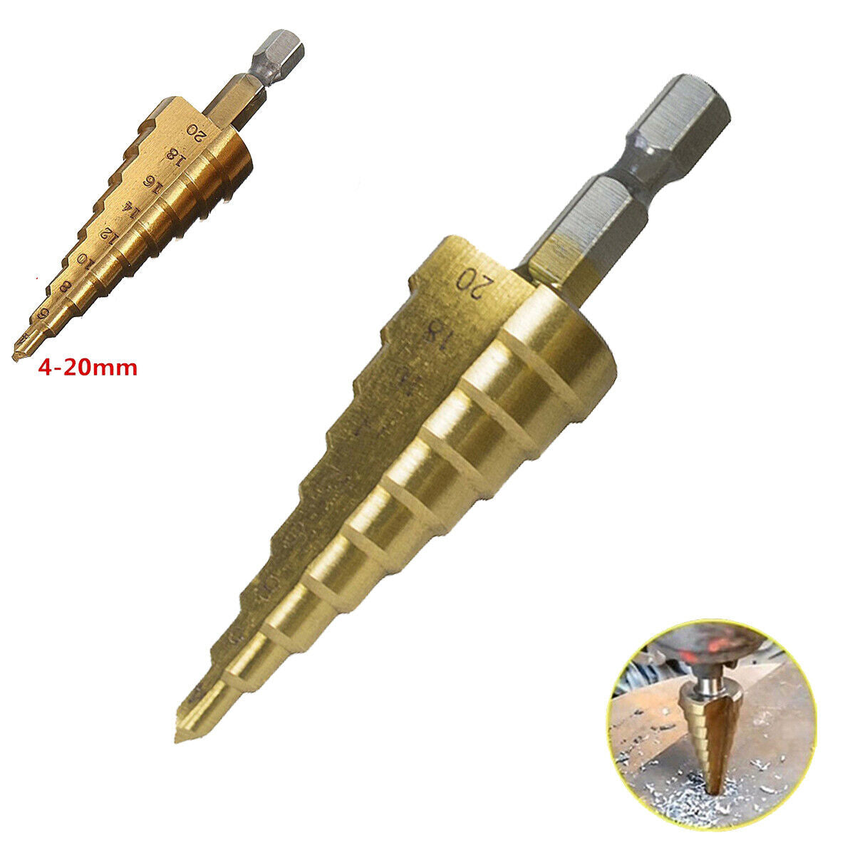 FRESA A GRADINI SCALINI CONICA HSS 4-20MM ALLARGAFORI PUNTA PER METALLO