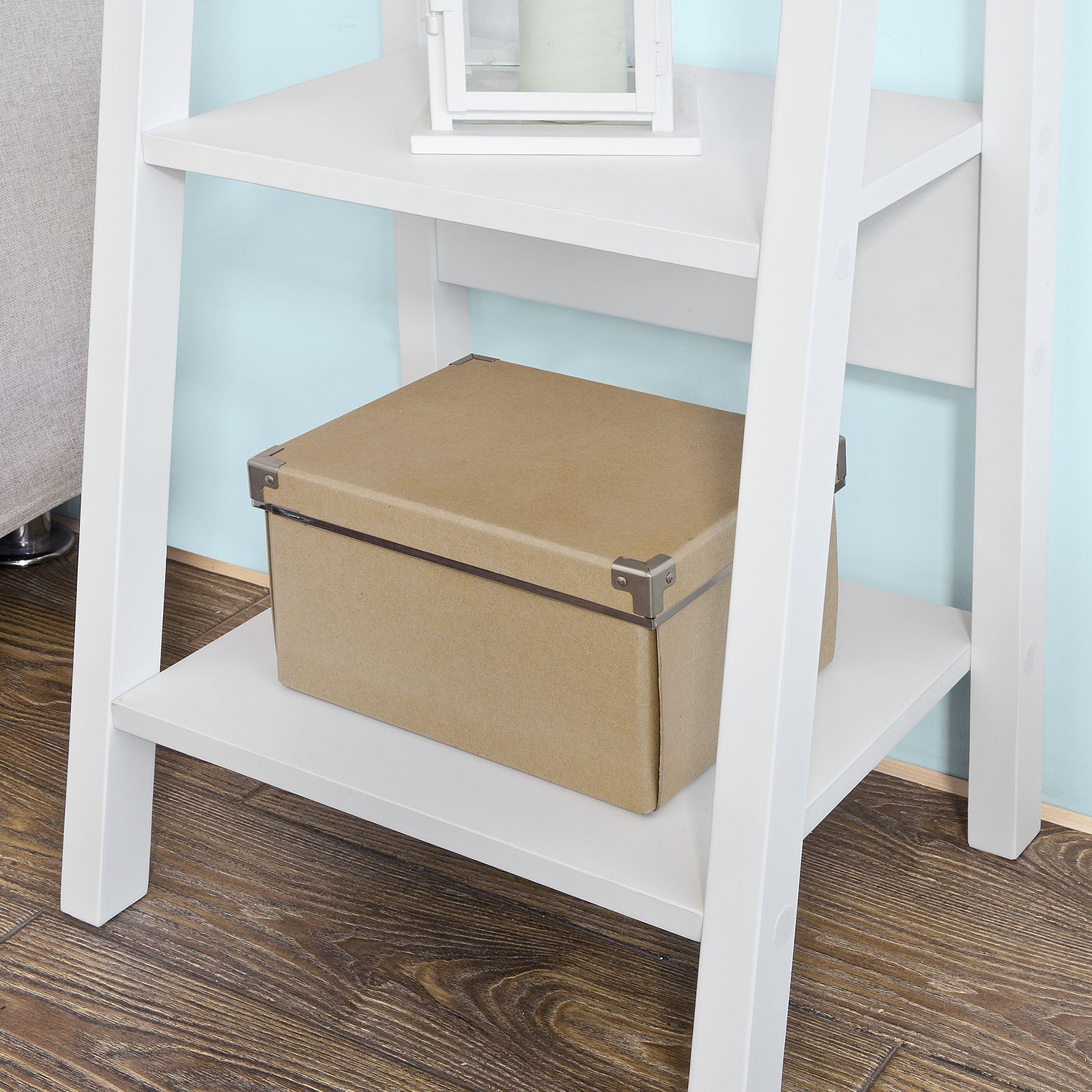 Scaffale a scala Libreria bianca legno on cinque ripiani FRG101-W