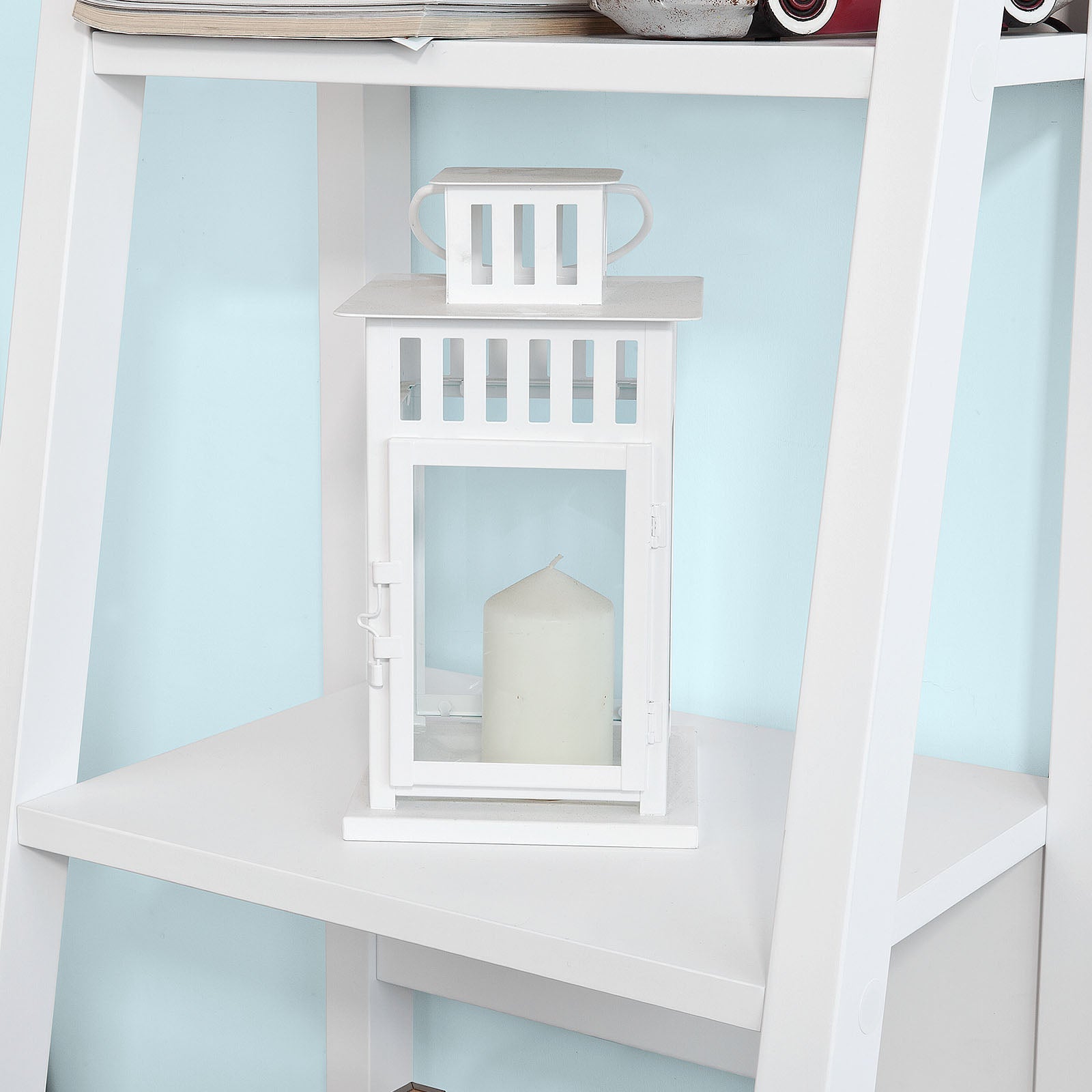 Scaffale a scala Libreria bianca legno on cinque ripiani FRG101-W