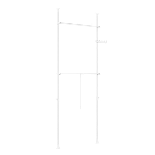 SoBuy FRG109-II-W Telescopic Appendiabiti da Terra, Robusto Stand Appendiabiti con Aste, Armadio Aperto Regolabile per Camera da Letto, Porta Abiti Bianco