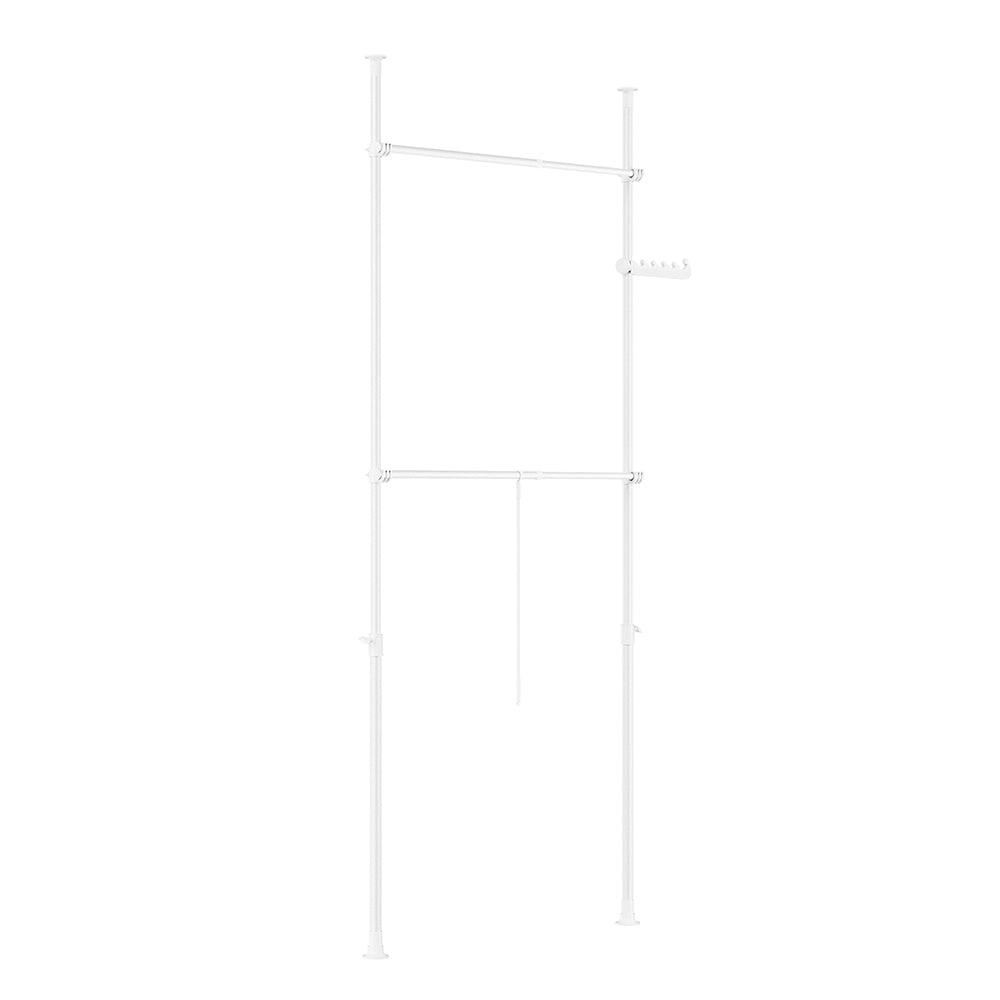 SoBuy FRG109-II-W Telescopic Appendiabiti da Terra, Robusto Stand Appendiabiti con Aste, Armadio Aperto Regolabile per Camera da Letto, Porta Abiti Bianco
