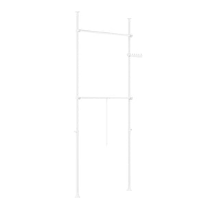 SoBuy FRG109-II-W Telescopic Appendiabiti da Terra, Robusto Stand Appendiabiti con Aste, Armadio Aperto Regolabile per Camera da Letto, Porta Abiti Bianco