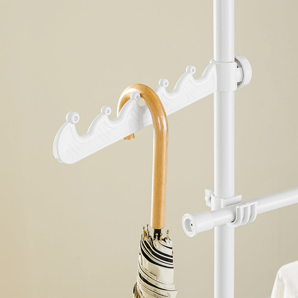 SoBuy FRG109-II-W Telescopic Appendiabiti da Terra, Robusto Stand Appendiabiti con Aste, Armadio Aperto Regolabile per Camera da Letto, Porta Abiti Bianco