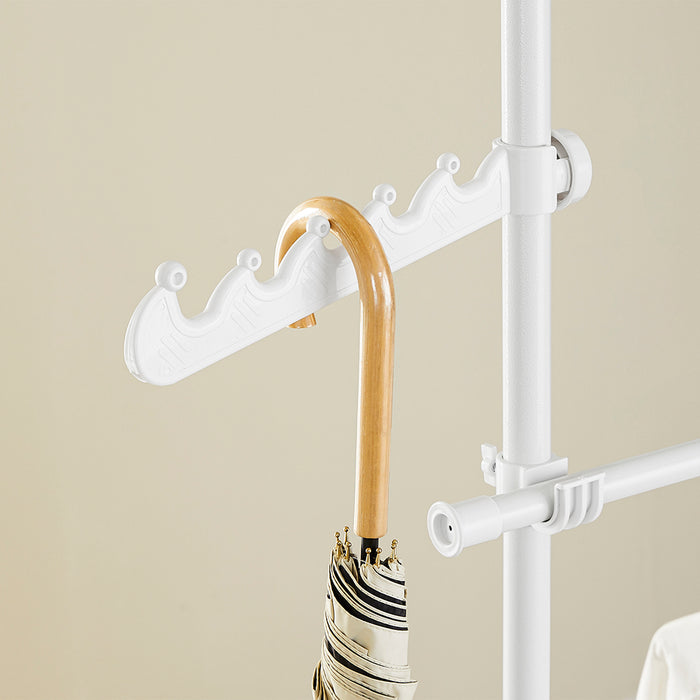 SoBuy FRG109-II-W Telescopic Appendiabiti da Terra, Robusto Stand Appendiabiti con Aste, Armadio Aperto Regolabile per Camera da Letto, Porta Abiti Bianco