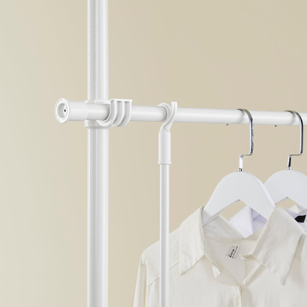 SoBuy FRG109-II-W Telescopic Appendiabiti da Terra, Robusto Stand Appendiabiti con Aste, Armadio Aperto Regolabile per Camera da Letto, Porta Abiti Bianco