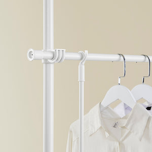 SoBuy FRG109-II-W Telescopic Appendiabiti da Terra, Robusto Stand Appendiabiti con Aste, Armadio Aperto Regolabile per Camera da Letto, Porta Abiti Bianco
