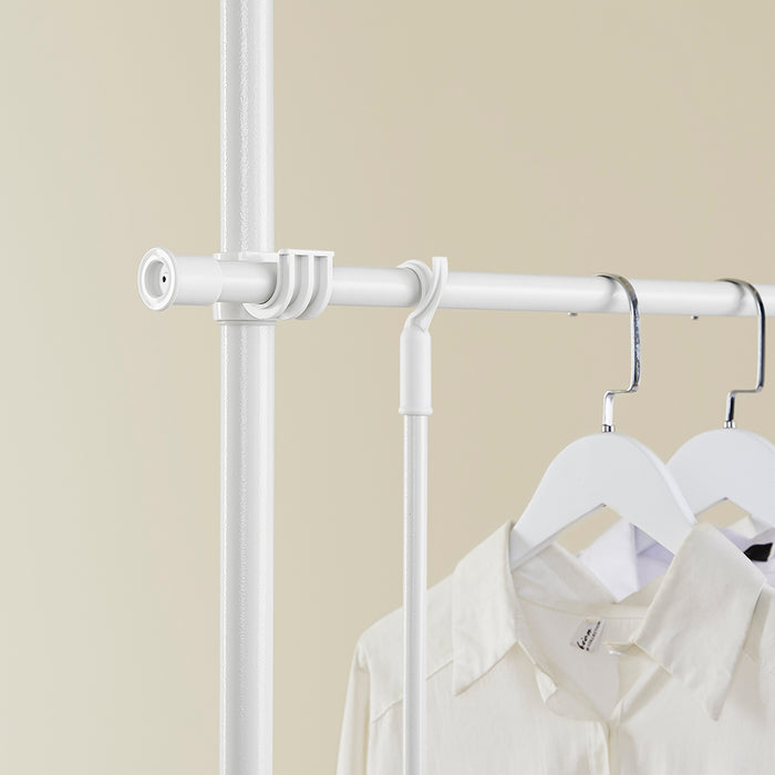 SoBuy FRG109-II-W Telescopic Appendiabiti da Terra, Robusto Stand Appendiabiti con Aste, Armadio Aperto Regolabile per Camera da Letto, Porta Abiti Bianco