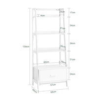 Scaffale a scala,Libreria,Mensole da angolo,Mensola porta CD,con Cassetto 64Lx40Px160A cm Bianco FRG116-W