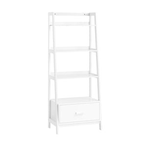 Scaffale a scala,Libreria,Mensole da angolo,Mensola porta CD,con Cassetto 64Lx40Px160A cm Bianco FRG116-W