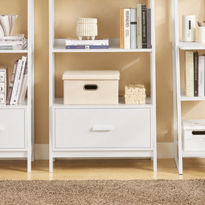 Scaffale a scala,Libreria,Mensole da angolo,Mensola porta CD,con Cassetto 64Lx40Px160A cm Bianco FRG116-W