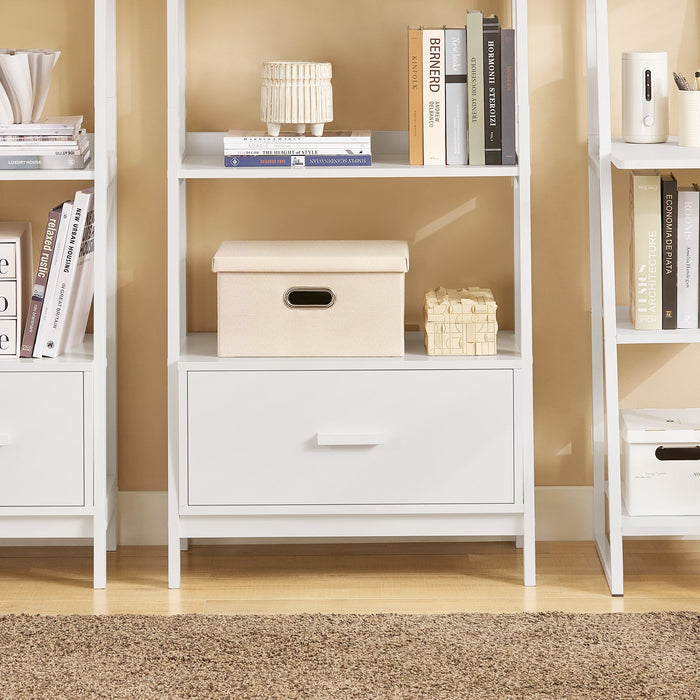 Scaffale a scala,Libreria,Mensole da angolo,Mensola porta CD,con Cassetto 64Lx40Px160A cm Bianco FRG116-W