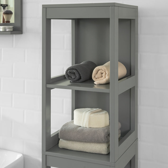 Mobiletto Bagno Colonna Bagno Cassettiera Bagno salvaspazio L30*P30*A145 cm Grigio Scuro FRG126-SG
