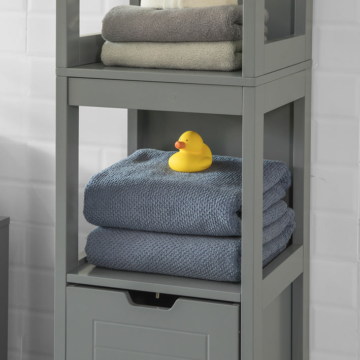 Mobiletto Bagno Colonna Bagno Cassettiera Bagno salvaspazio L30*P30*A145 cm Grigio Scuro FRG126-SG