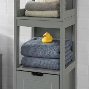 Mobiletto Bagno Colonna Bagno Cassettiera Bagno salvaspazio L30*P30*A145 cm Grigio Scuro FRG126-SG