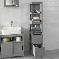 Mobiletto Bagno Colonna Bagno Cassettiera Bagno salvaspazio L30*P30*A145 cm Grigio Scuro FRG126-SG