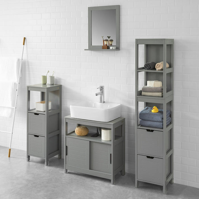 Mobiletto Bagno Colonna Bagno Cassettiera Bagno salvaspazio L30*P30*A145 cm Grigio Scuro FRG126-SG