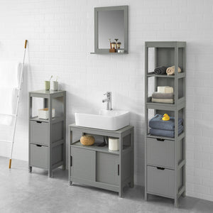 Specchio Bagno Specchio Da Parete Mensola Bagno Bianco A Muro Grigio Scuro FRG129-SG