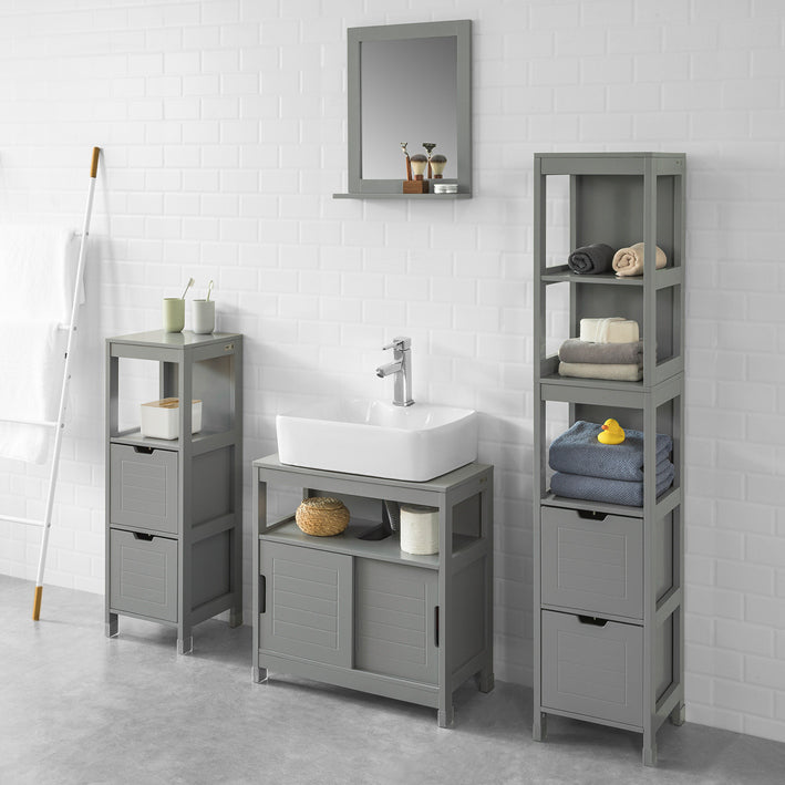 Mobile Sottolavabo Per Bagno con Poggiapiedi Sottolavabo Bagno Mobile Bagno Sottolavabo Grigio Scuro FRG128-SG