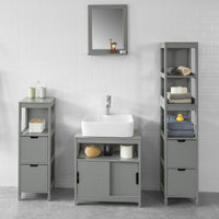 Mobile Bagno Colonna mobiletto Bagno salvaspazio Grigio L30*P30*A90 cm Grigio Scuro FRG127-SG
