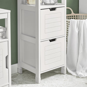 Mobiletto Bagno Colonna Bagno Cassettiera Bagno salvaspazio L30*P30*A145 cm Bianco FRG126-W