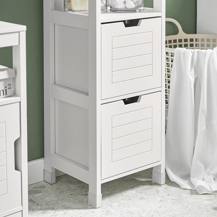 Mobiletto Bagno Colonna Bagno Cassettiera Bagno salvaspazio L30*P30*A145 cm Bianco FRG126-W