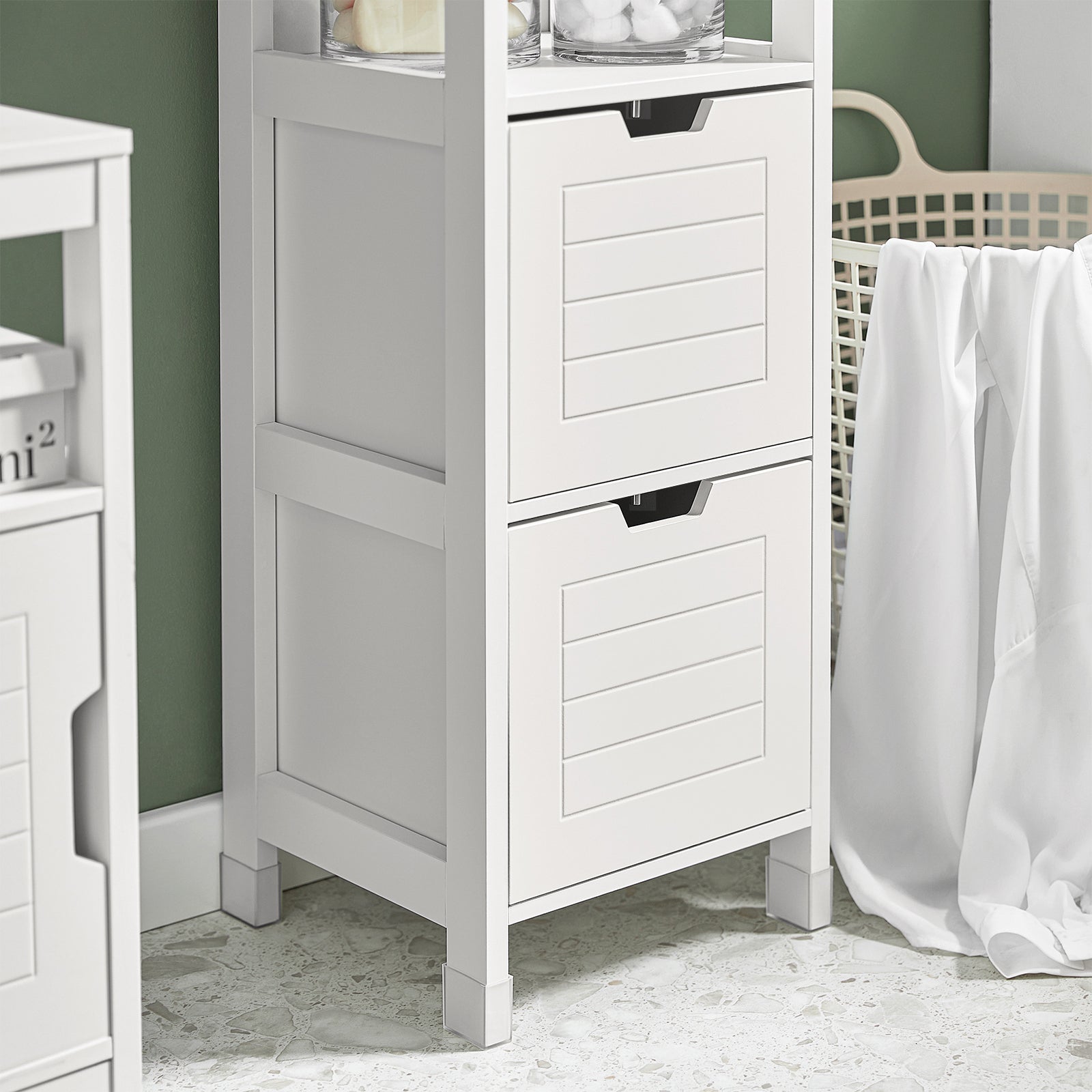 Mobiletto Bagno Colonna Bagno Cassettiera Bagno salvaspazio L30*P30*A145 cm Bianco FRG126-W