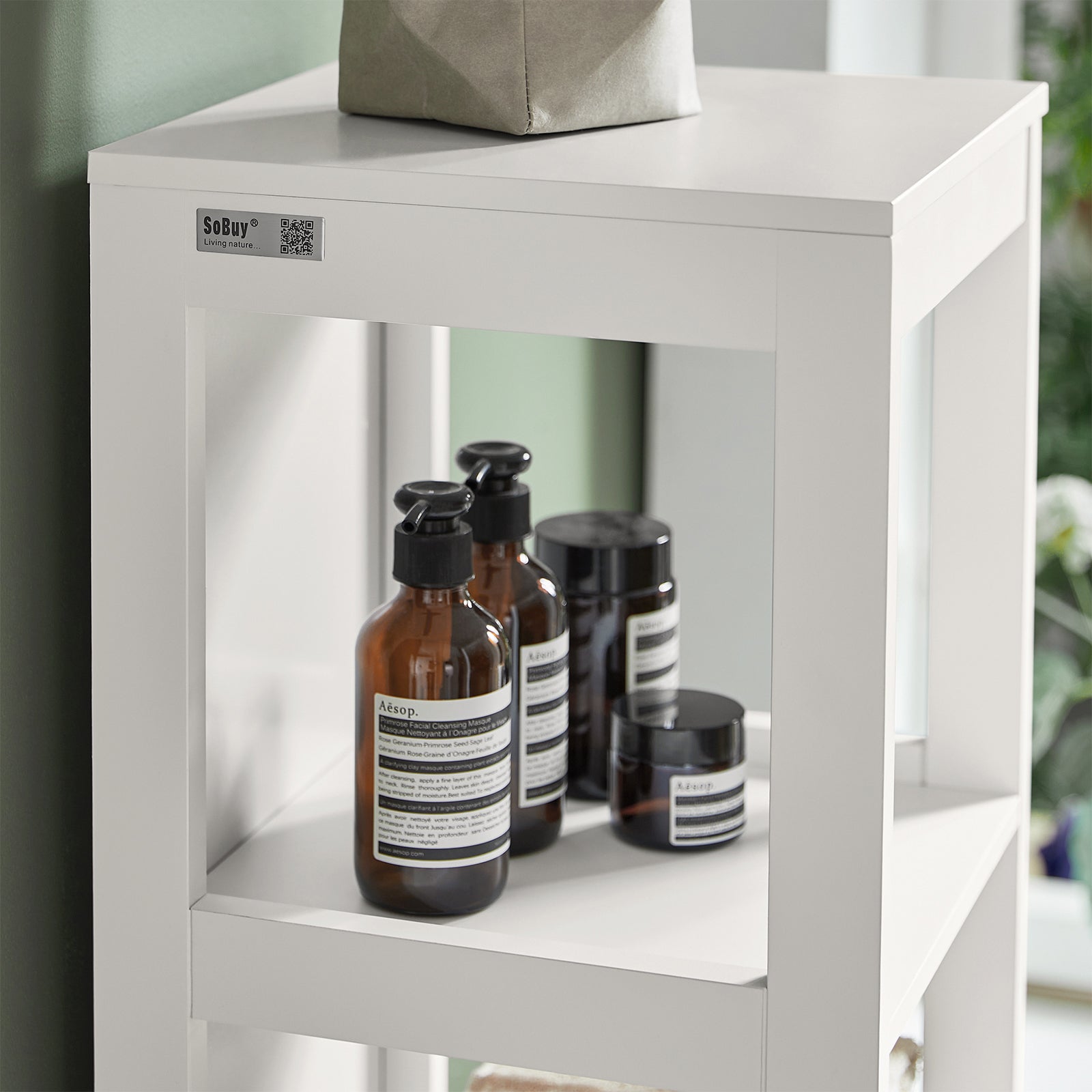 Mobiletto Bagno Colonna Bagno Cassettiera Bagno salvaspazio L30*P30*A145 cm Bianco FRG126-W