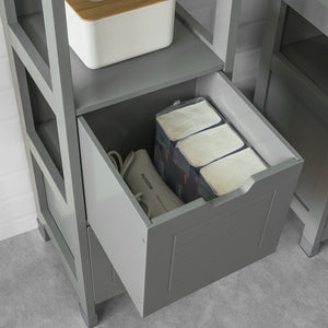 Mobile Bagno Colonna mobiletto Bagno salvaspazio Grigio L30*P30*A90 cm Grigio Scuro FRG127-SG