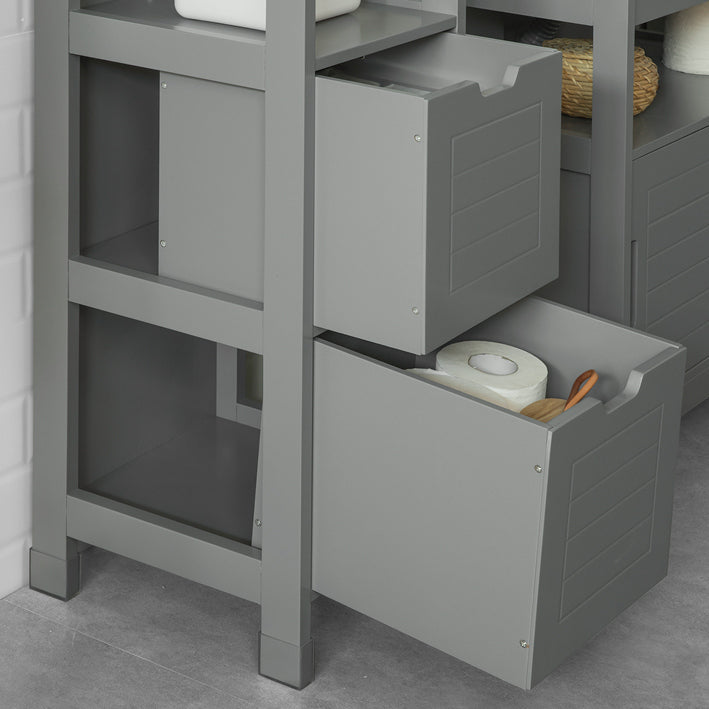 Mobile Bagno Colonna mobiletto Bagno salvaspazio Grigio L30*P30*A90 cm Grigio Scuro FRG127-SG