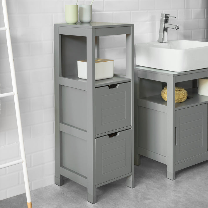 Mobile Bagno Colonna mobiletto Bagno salvaspazio Grigio L30*P30*A90 cm Grigio Scuro FRG127-SG