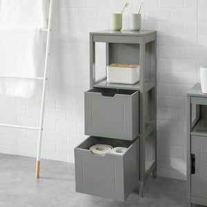 Mobile Bagno Colonna mobiletto Bagno salvaspazio Grigio L30*P30*A90 cm Grigio Scuro FRG127-SG
