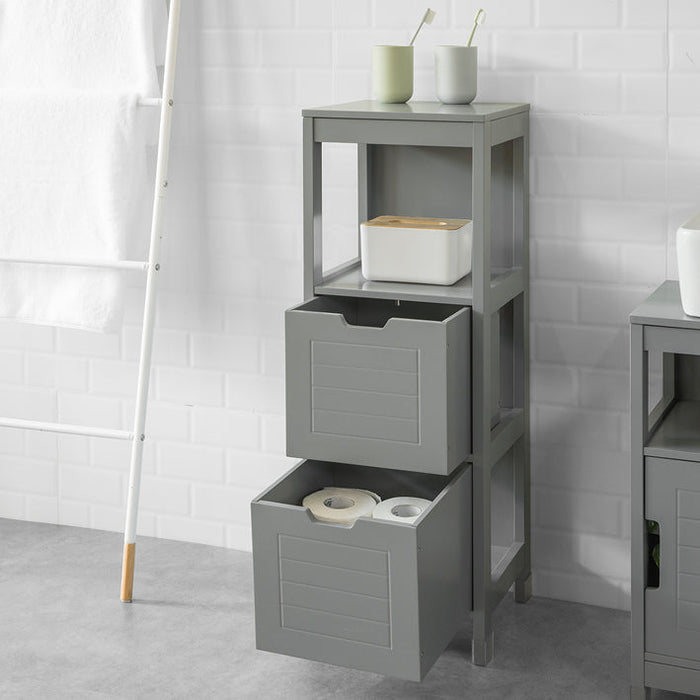 Mobile Bagno Colonna mobiletto Bagno salvaspazio Grigio L30*P30*A90 cm Grigio Scuro FRG127-SG